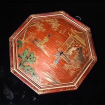 Old Gold Color Painted Butterfly Love Picture Lacquer Hanging Screen H-2676