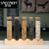Dried fruit kitchen glass bottle Tea test tube display rack transparent sealed can milk tea coffee bean display stand storage tank