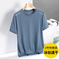 Short Sleeve T-shirt Mens Summer 2022 New Ice Silk Speed Dry Loose Half Sleeves Dad Sports Casual Blouse
