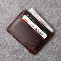 New Original Genuine Leather Handmade Zero Wallet Brief Retro Men Cow Leather Ultra Slim Mini Multi-Position Papers Card Bag