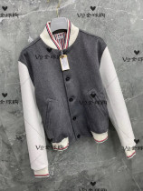 Japan Thom Browne Autumn Winter TB cashmere color leather sleeve loose short jacket men and women
