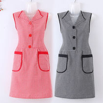 New turned collar pure cotton apron women Fashion cute cooking Home hood Kitchen Summer Nets Red Work Clothes