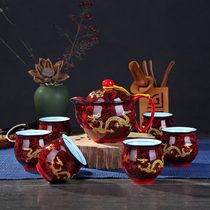 Ceramic tea set home living room kung fu tea set Chinese double tea cup teapot set Jingdezhen tea set