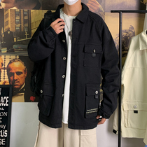 Spring and autumn Harajuku style casual tooling jacket trend Korean handsome baseball uniform tide card ins loose jacket men