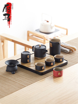 Kitchen Horse High-end Black Pottery Kung Fu Tea Set For Home Living Room Teapot High Temperature Anti-Burn Tea Suit Chinese Tea Cup Ceramics