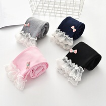 Girls spring and autumn cotton leggings 2020 new Korean lace lace trousers baby Joker outside wear pants