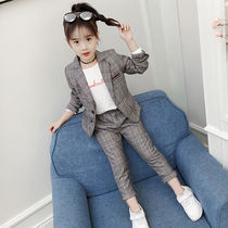Girls suit suit 2020 spring and autumn new Korean version of the big childrens foreign style girl suit fashionable two-piece suit