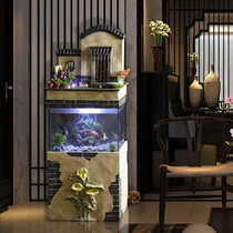 Living room household glass goldfish tank floor ecological rectangle medium-sized upper filter lazy Super White creative aquarium