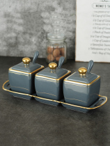 Seasoning Tank Suit Combined Home Nordic Light Lavish Seasonings Box Containing Salt Jar Ceramic Kitchen Supplies Shelve