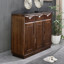 New Chinese style black walnut solid wood shoe cabinet modern minimalist living room locker storage home door porch cabinet customization