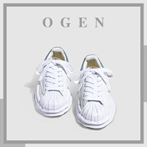 ULOVAZN Japan smog blue Mihara Kangyu shell head dissolve shoes tide leather couple casual white shoes