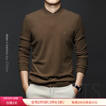 Autumn and winter mens middle half high collar long sleeve T-shirt plus velvet thick warm base shirt interior wear autumn clothes