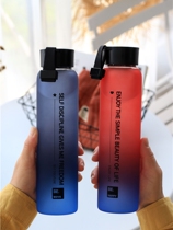 Glass glass 2021 New Net red water cup female Korean fresh cute matte gradient slender rope Cup men