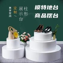 Live room shooting wooden booth ground photography apparel products display cylindrical shoe product booth