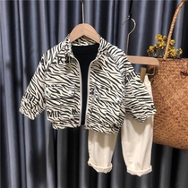 Net Red Fried Street Jacket Boy Spring Autumn Season 2022 New Spring Clothing Girl Male Baby Girl Zebra Ripple