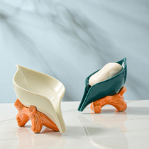 Nordic ceramic leaves with drain soap box soap dish soap dish soap holder scented cloth drain storage rack