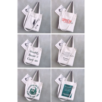  Canvas bag female 2020 new shoulder ins middle bag college student class school bag Korean version wild messenger tote bag