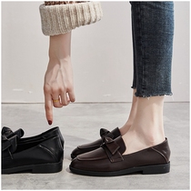 British style small leather shoes 2020 autumn models square head wild retro one pedal loafers flat flat lazy single shoes women