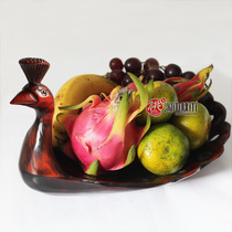 Wooden peacock fruit tray Home Decorative Products Chinese Style Retro Trays Candy Fashion Creative Living Room Practical Fruit Tray