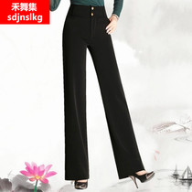 Morden dance pants female adult national standard dance pants spring summer body square with ballroom with high waist straight cylinder wide leg pants big code