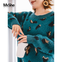 MsShe plus size womens clothing 2021 new winter gorgeous Korean lazy soft waxy loose BAO WEN imitation mink sweater