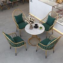 Combination of light luxury Nordic four chairs one table negotiation rest area reception table and chair sales office net red milk tea shop round table and chair