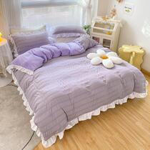 Bed hipster winter coral velvet four-piece milk velvet flange plus velvet single-sided velvet winter quilt cover sheets three