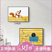Electric meter box decoration painting Two-link free punch strength electric box suit up and down combined cover hanging picture distribution box shelter