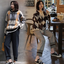 Pregnant women pants Spring and Autumn wear fashion tide mother Autumn Winter plus velvet trousers loose casual Harlem pants wide leg pants