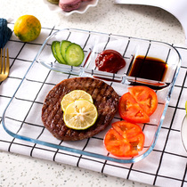 Dumpling plate with vinegar plate glass plate Bowl set dumpling Plate steak plate Western plate fast food plate divided plate