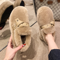 Net red thick-soled cotton shoes womens winter outer wear 2022 new plush fleece warm peas shoes milk fufu fur womens shoes