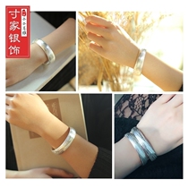 Silver bracelet 999 sterling silver female Yunnan snowflake silver hand-made custom simple foot silver bracelet lettering water ripple solid