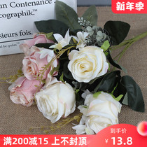 Simulation retro rose flower home arrangement rose autumn wedding silk flower dried flower stage road lead rose