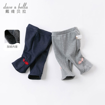 (Plush) David Bella Girls Pants Winter Wear New Kids Baby Girl Foreign Wide Leg Pants Kids Pants