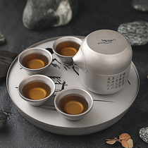 Kangbian pure Titanium lightweight tea tray Outdoor self-driving portable ultra-light tea Sea Tea tray Kung Fu Tea set