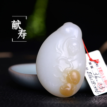 Yurun Yipin Hetian Jade goat Jade Monkey birthday pendant Russian sugar white jade zodiac pendant master craft