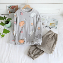 Couple sleepwear for men and women Winter Coral Thickening Plus Suede Warm Flannel Suede Cute Autumn winter Home Clothing Head