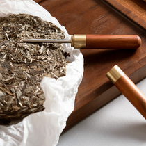 Jing Lan Yan selected Puer tea knives Black sandalwood Flowers Pear Wood Handmade Copper Piece Black Tea Knife Stainless Steel Tea Needle Small Tea Cone