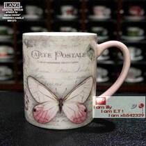 Foreign Trade Boutique LANG Mug Standard American Mark Painted Cup Pink Butterfly Coffee Cup Handy Cup