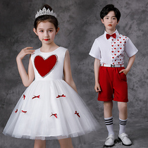 Six-1Children Choir Student Show Summer Girl Pongcheng Dress Performance for Boy Host Dresses