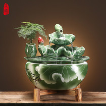 Lareey Chinese Flowing Fountain Office License Hall Ceramic Fish Tank Job New Residence Gift Opening Gift Pendulum