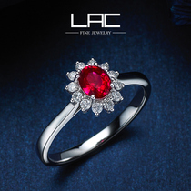 (Star with the same)LAC high jewelry natural pigeon blood ruby ring female 18k gold Dai Fei Cai Bao