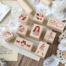Fun Age series Wooden Seals Adorable Childhood Roll Over Panda Hand Ledger Decoration Small Pattern Diy Decorations