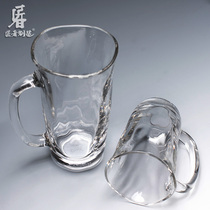 Craftsman makes heat-resistant thickened glass mug milk coffee office Cup large capacity handmade cup water Cup