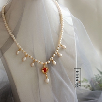 _珞 项 项_ _ 旗 项 项_ collar Cheongsam Hanfu Daily accessories Necklace Fashion Freshwater pearl Ming jewelry Tassel pendant chain