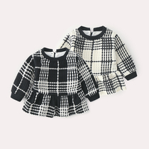 2018 Winter new womens treasure dark autumn plus suede grid jacket 0-1-2 year old baby autumn and winter out to serve Korean version tide