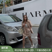 deessesicile trendy high level Fried Street Naked Pink Short Sleeve Suit Jacket Short Skirt Fashion Suit Woman