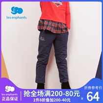 Li baby room childrens clothing girls knitted denim trousers winter clothes baby loose warm straight trousers thick 2021 New