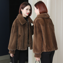 zqqz imported velvet mink fur coat womens short winter New Fashion whole mink coat D361