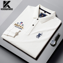 White cotton long sleeve embroidered T-shirt mens autumn clothes Polo shirt trend fashion sweater bottom coat Tide brand